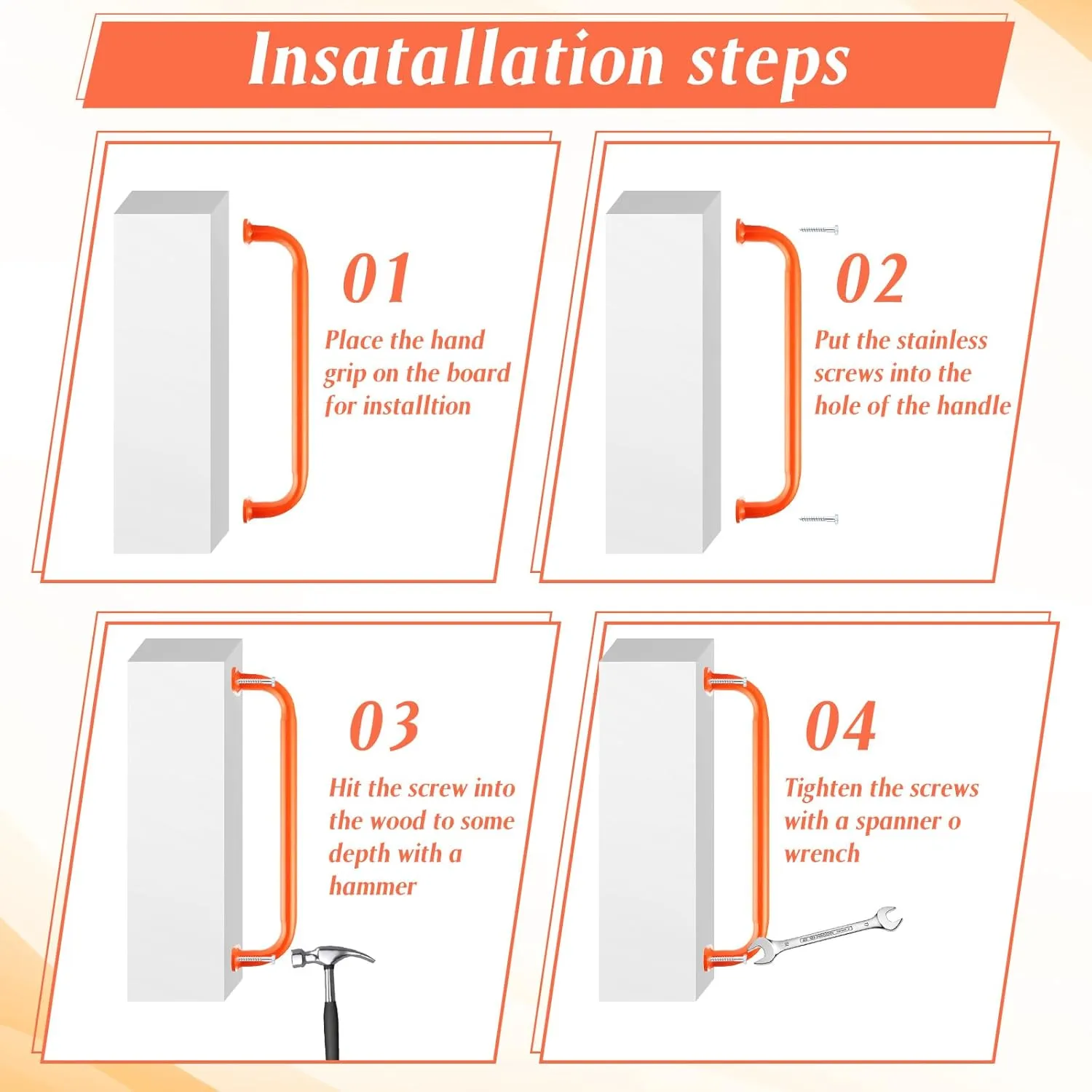 Zonon 6 Pcs Safety Playground Handles Swing Set Metal Safety Handles Outdoor Swing Set Accessories Grab Playset Handles Grips Climbing Frame for Play House Jungle(Orange, 17 Inch)