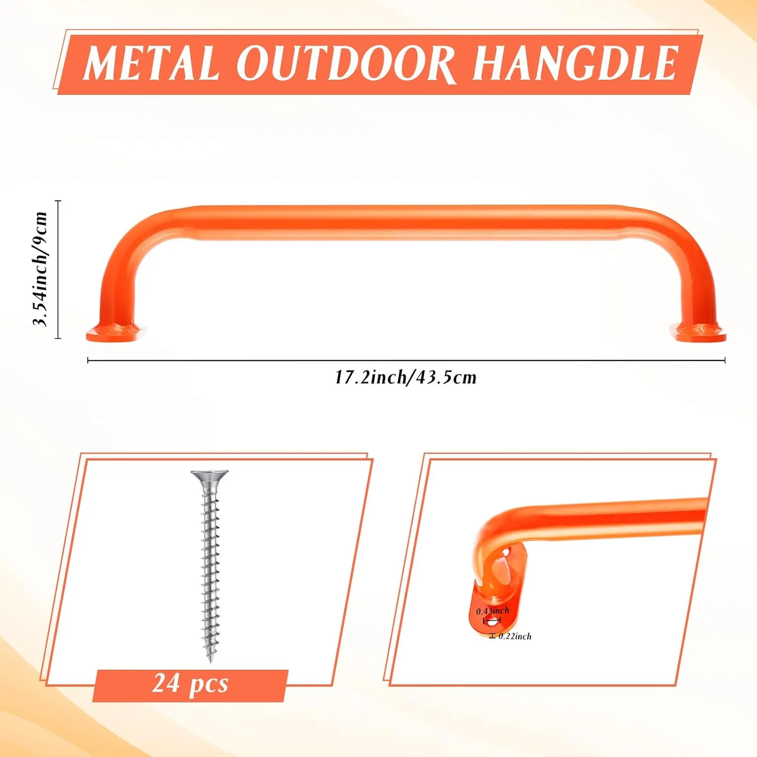 Zonon 6 Pcs Safety Playground Handles Swing Set Metal Safety Handles Outdoor Swing Set Accessories Grab Playset Handles Grips Climbing Frame for Play House Jungle(Orange, 17 Inch)