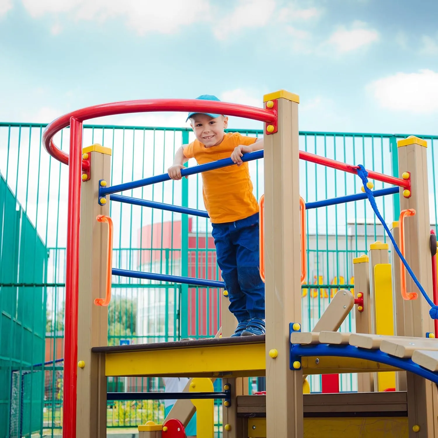 Zonon 6 Pcs Safety Playground Handles Swing Set Metal Safety Handles Outdoor Swing Set Accessories Grab Playset Handles Grips Climbing Frame for Play House Jungle(Orange, 17 Inch)