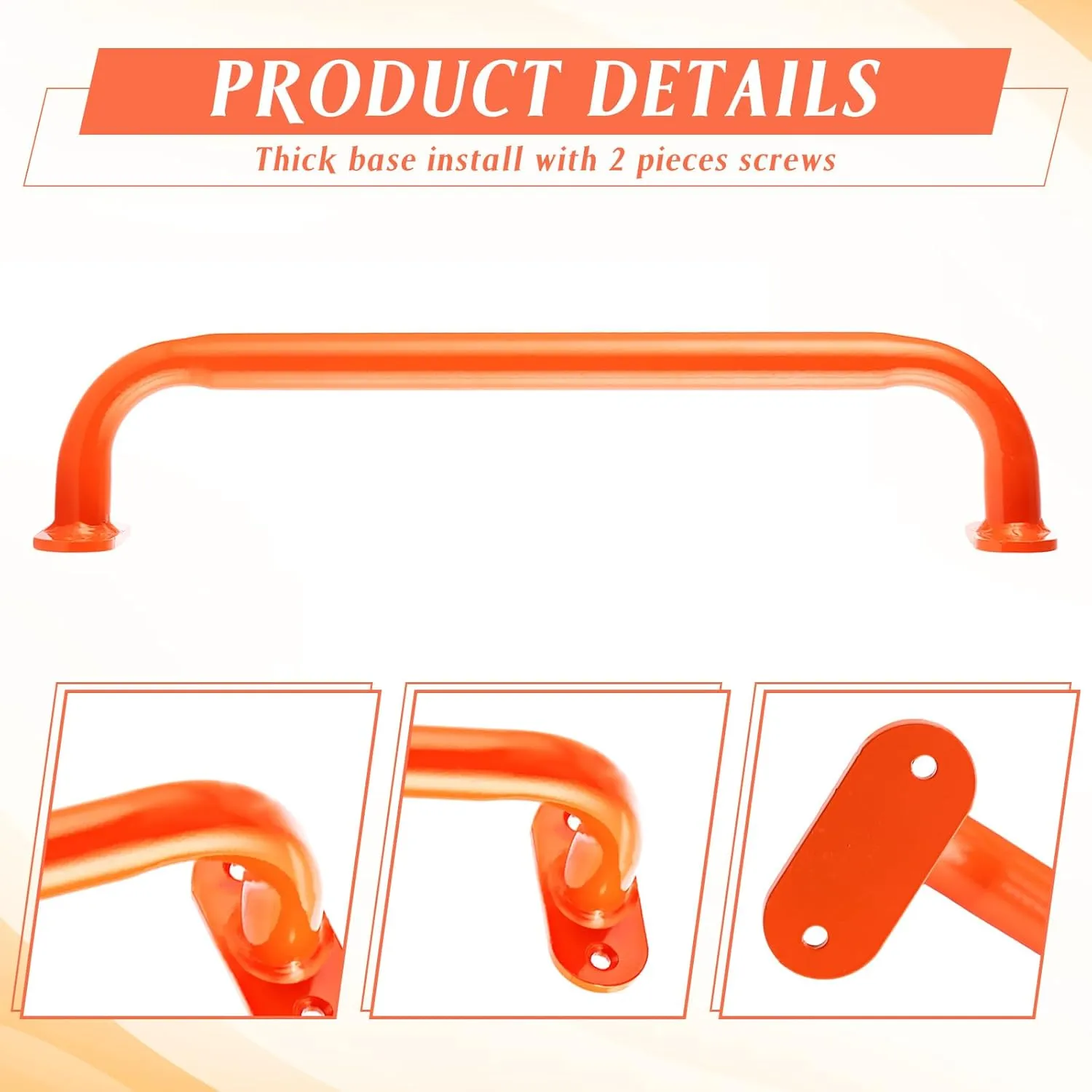 Zonon 6 Pcs Safety Playground Handles Swing Set Metal Safety Handles Outdoor Swing Set Accessories Grab Playset Handles Grips Climbing Frame for Play House Jungle(Orange, 17 Inch)