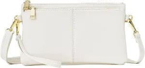 ZOOEASS Triple Zip Small Crossbody Bag Lightweight Purses Vegan Leather Wristlet Clutch, Includes Adjustable Shoulder