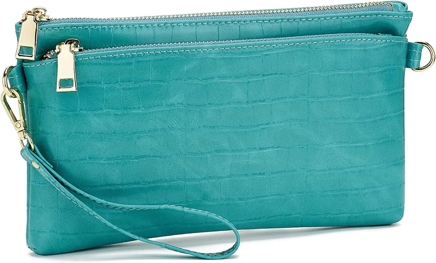 ZOOEASS Triple Zip Small Crossbody Bag Lightweight Purses Vegan Leather Wristlet Clutch, Includes Adjustable Shoulder
