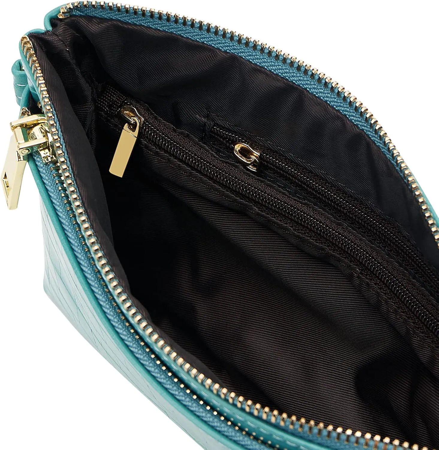 ZOOEASS Triple Zip Small Crossbody Bag Lightweight Purses Vegan Leather Wristlet Clutch, Includes Adjustable Shoulder