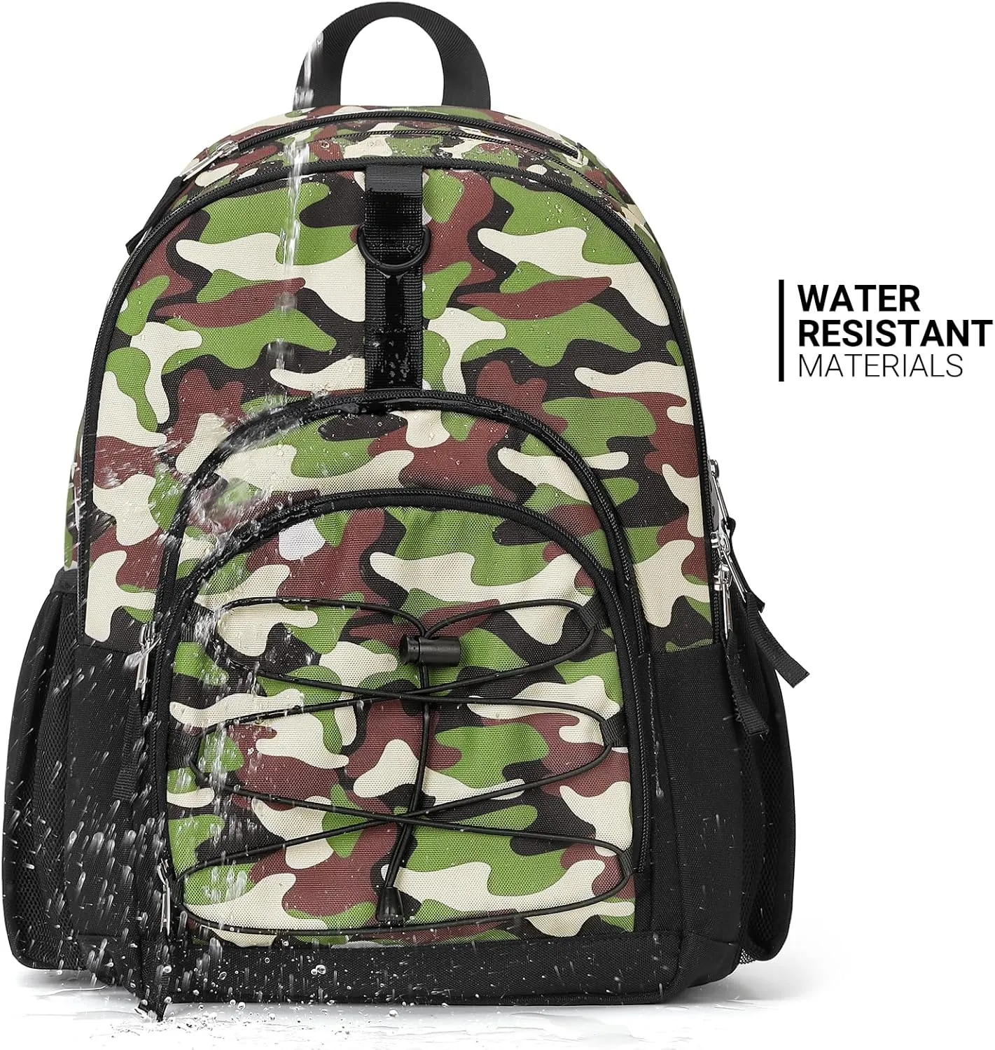 ZORFIN Backpack for School, Travel: Bookbag for Girls Boys - Kids Backpack with Multi Compartments - Army Green