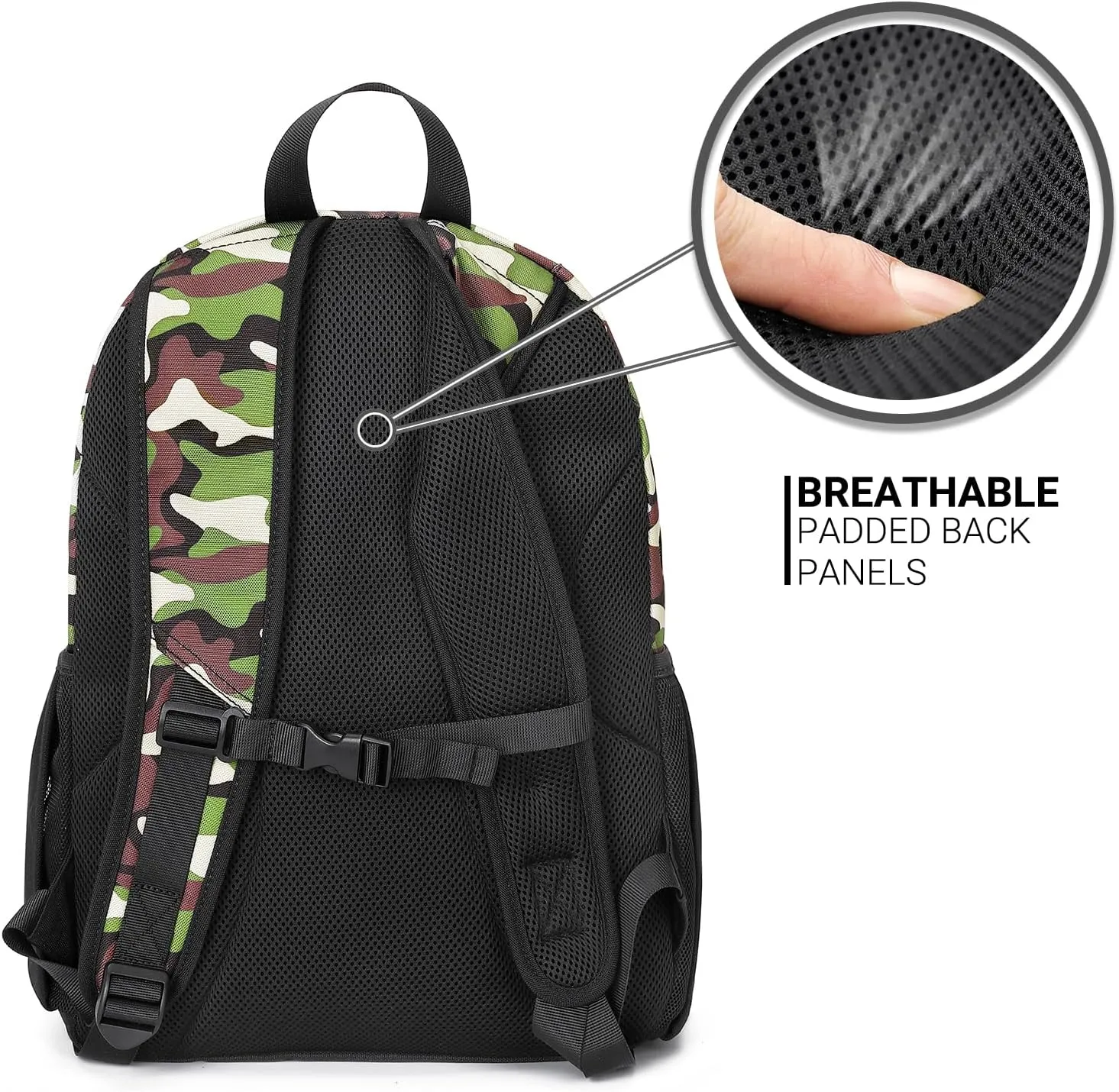ZORFIN Backpack for School, Travel: Bookbag for Girls Boys - Kids Backpack with Multi Compartments - Army Green