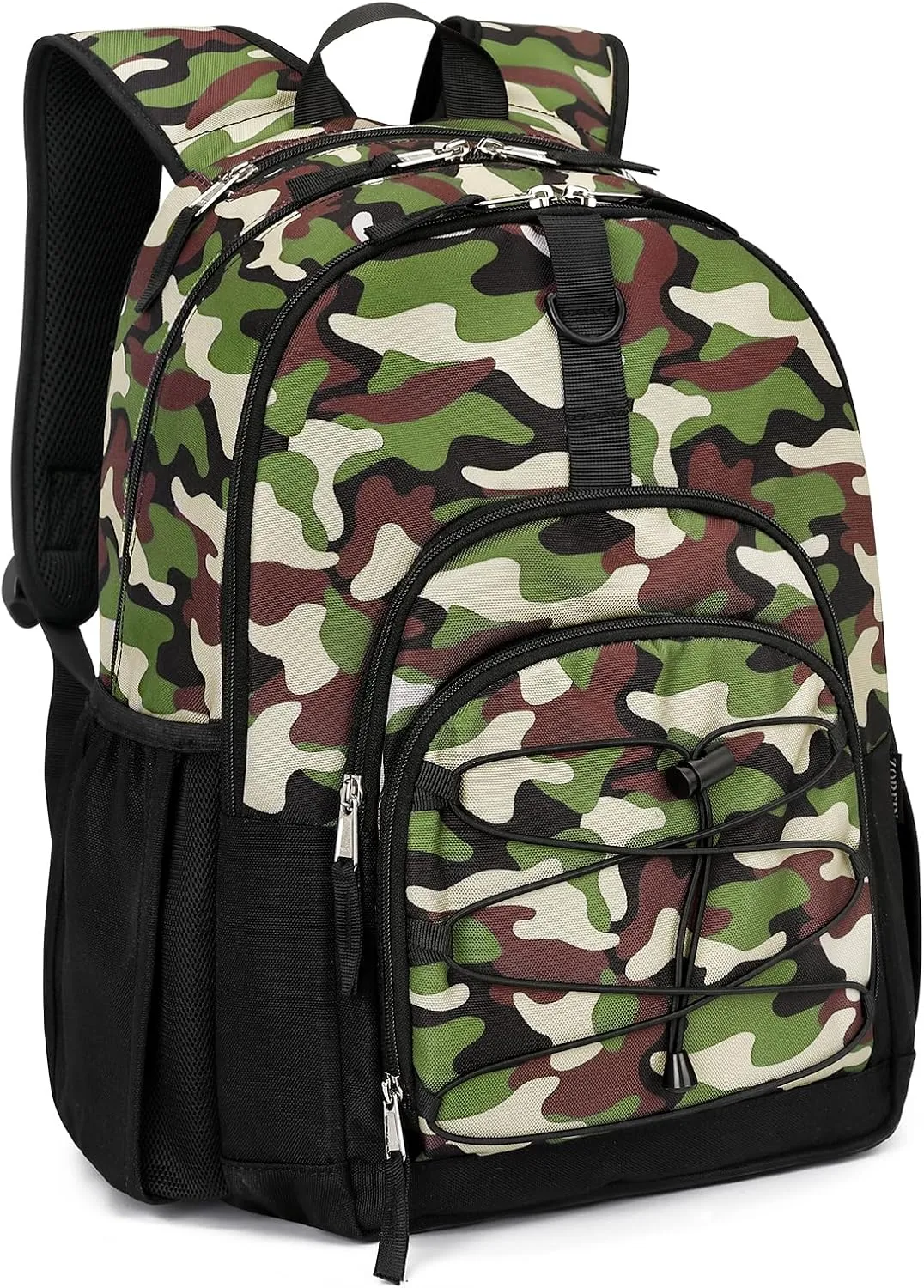 ZORFIN Backpack for School, Travel: Bookbag for Girls Boys - Kids Backpack with Multi Compartments - Army Green