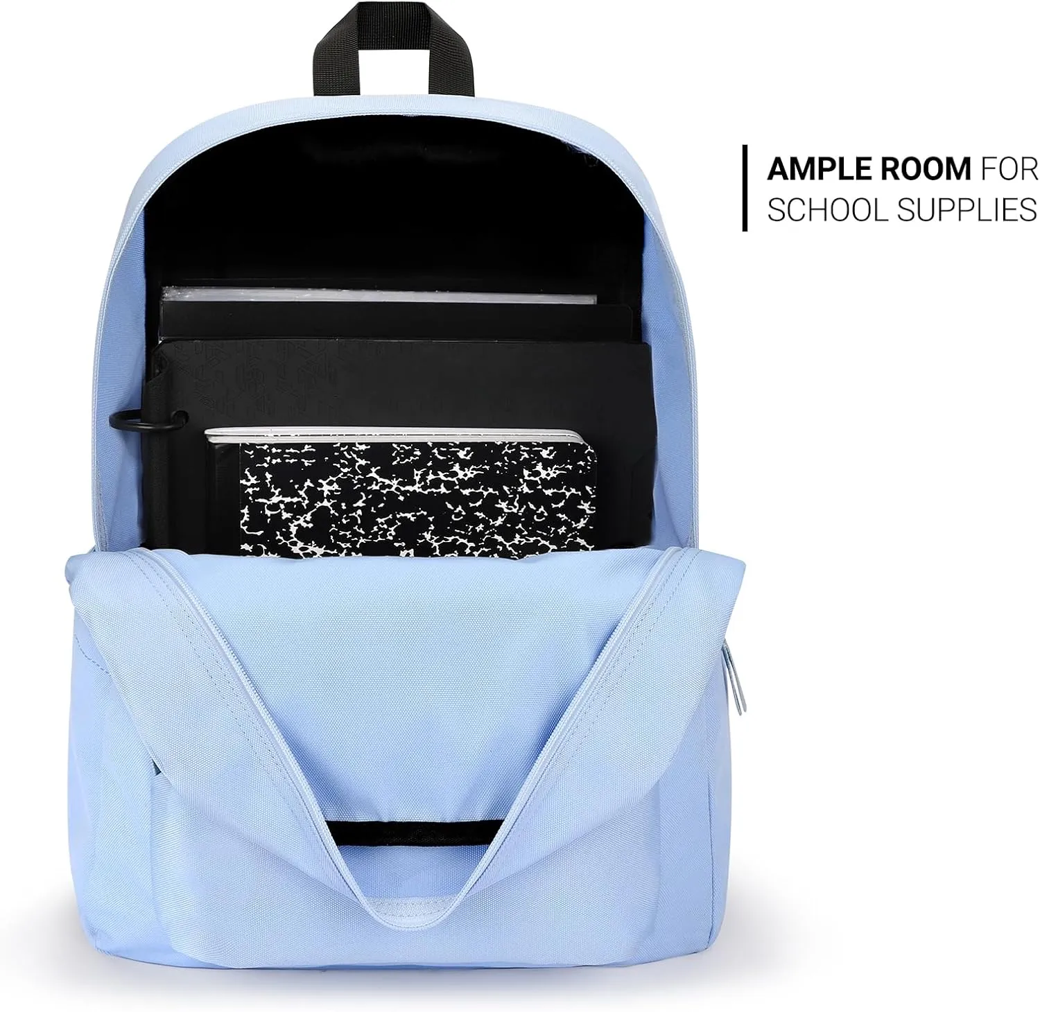 ZORFIN Simple Backpack for School Work Travel: Lightweight Bookbag for Girls and Boys - Water Resistant Backpacks for Men and Women - Blue Neon