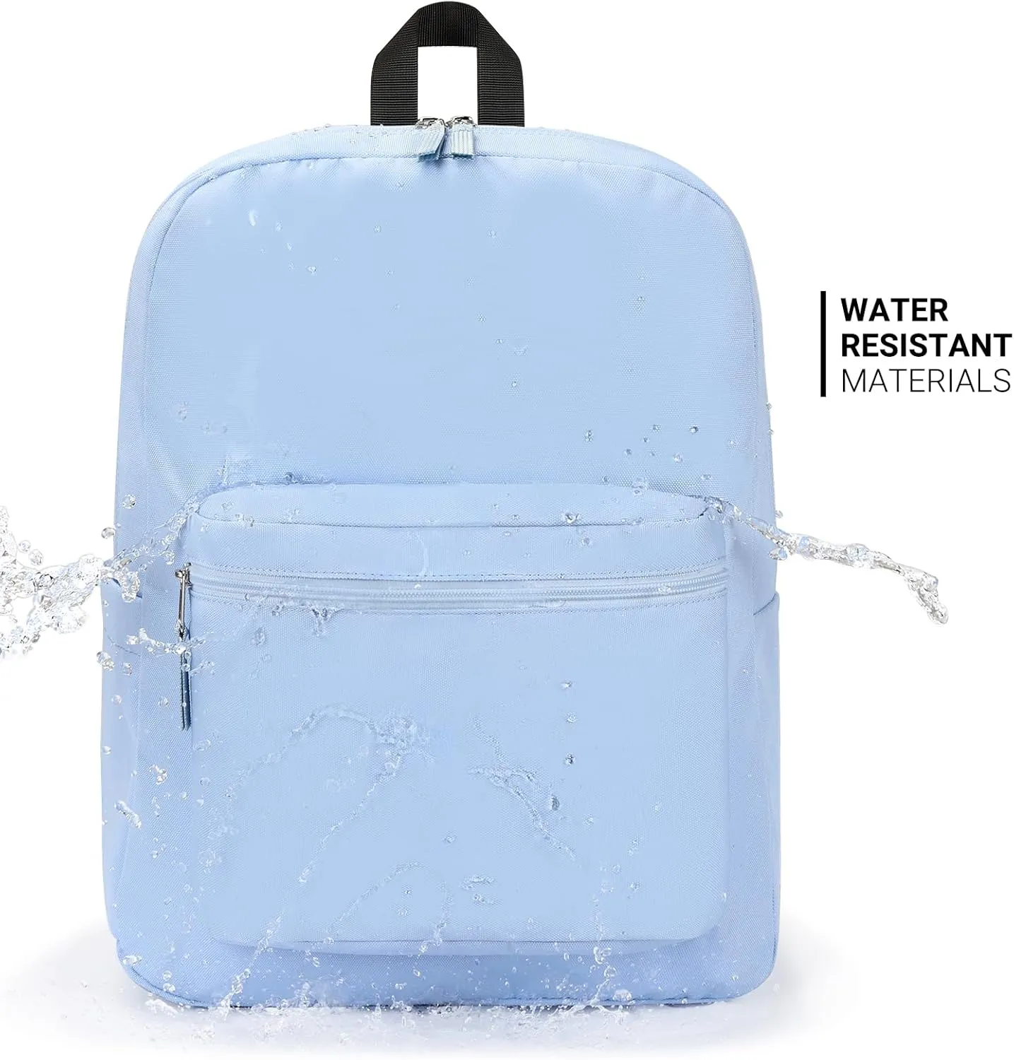 ZORFIN Simple Backpack for School Work Travel: Lightweight Bookbag for Girls and Boys - Water Resistant Backpacks for Men and Women - Blue Neon