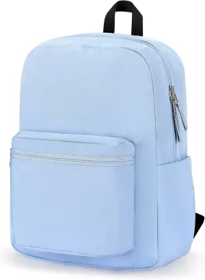ZORFIN Simple Backpack for School Work Travel: Lightweight Bookbag for Girls and Boys - Water Resistant Backpacks for Men and Women - Blue Neon