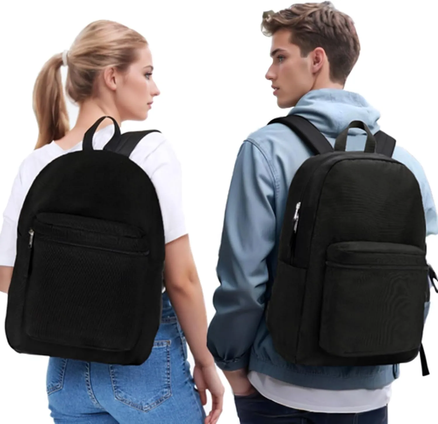 ZORFIN Simple Backpack for School Work Travel: Lightweight Bookbag for Girls and Boys - Water Resistant Backpacks for Men and Women - Blue Neon