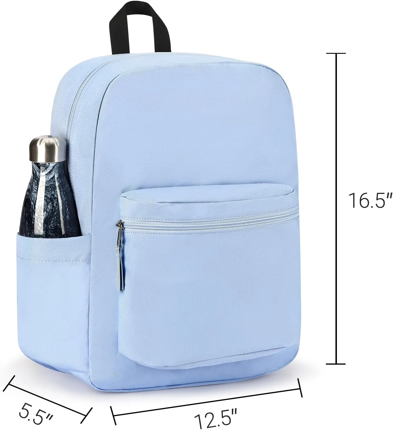ZORFIN Simple Backpack for School Work Travel: Lightweight Bookbag for Girls and Boys - Water Resistant Backpacks for Men and Women - Blue Neon